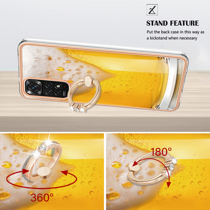 YB IMD Series-20 Style D Electroplated 2.0mm TPU Case for Xiaomi Redmi Note 11S 4G / Note 11 4G (Qualcomm) , IMD Kickstand Protective Phone Cover