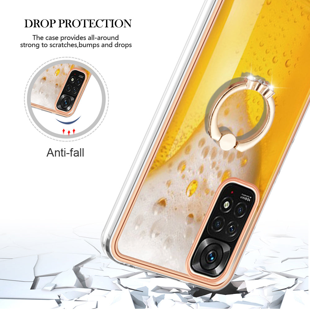 YB IMD Series-20 Style D Electroplated 2.0mm TPU Case for Xiaomi Redmi Note 11S 4G / Note 11 4G (Qualcomm) , IMD Kickstand Protective Phone Cover