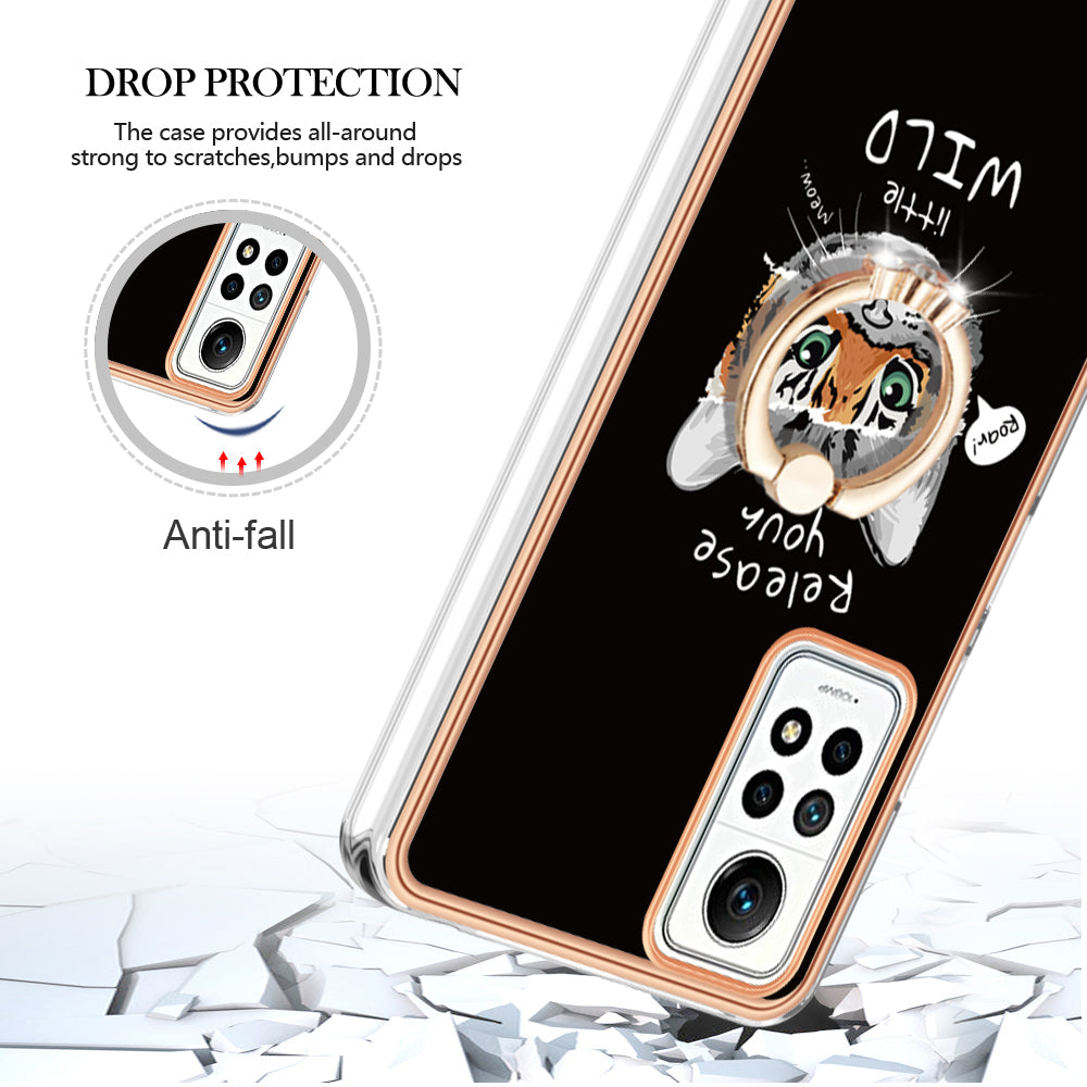 YB IMD Series-20 Style D Kickstand Phone Case for Xiaomi Redmi Note 12 Pro 4G / 11 Pro 5G (Qualcomm) / 11 Pro 4G (MediaTek) / 11 Pro+ 5G (India) / 11E Pro 5G , 2.0mm TPU Cover