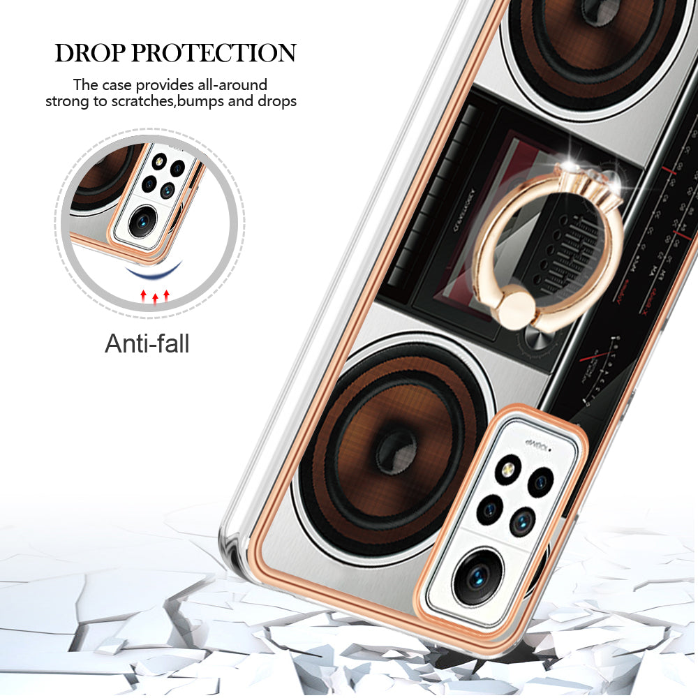 YB IMD Series-20 Style D Kickstand Phone Case for Xiaomi Redmi Note 12 Pro 4G / 11 Pro 5G (Qualcomm) / 11 Pro 4G (MediaTek) / 11 Pro+ 5G (India) / 11E Pro 5G , 2.0mm TPU Cover