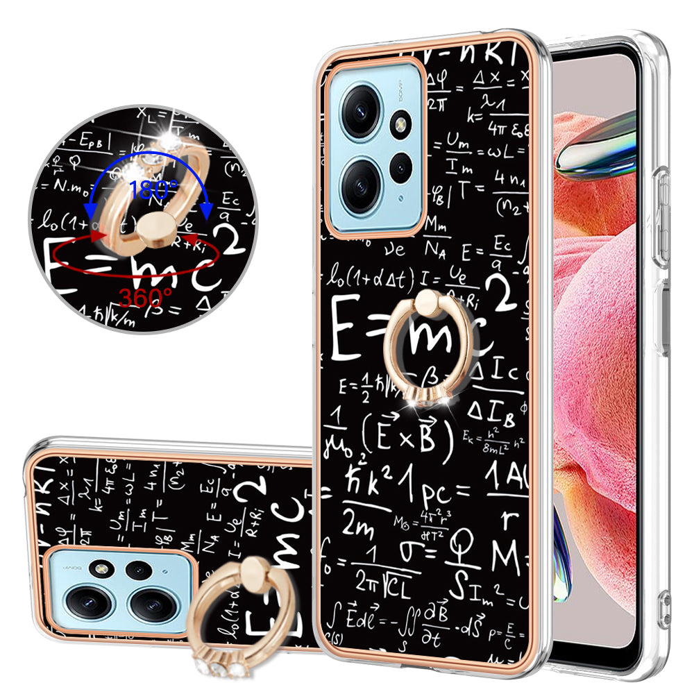 YB IMD Series-20 Style D For Xiaomi Redmi Note 12 4G Ring Holder Kickstand Cover 2.0mm TPU Shockproof Electroplated Phone Case