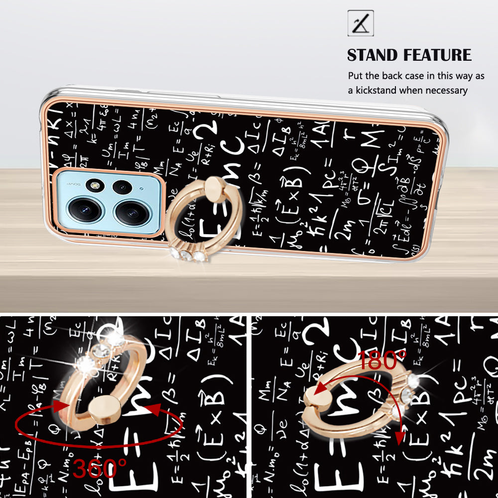 YB IMD Series-20 Style D For Xiaomi Redmi Note 12 4G Ring Holder Kickstand Cover 2.0mm TPU Shockproof Electroplated Phone Case