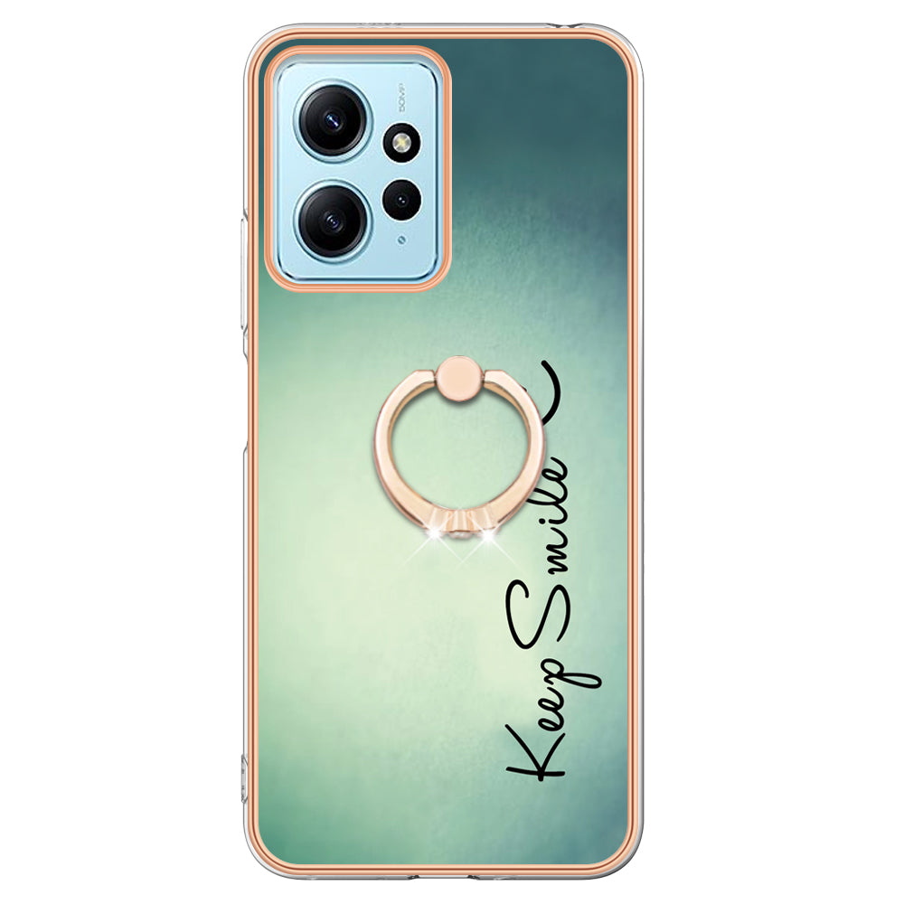 YB IMD Series-20 Style D For Xiaomi Redmi Note 12 4G Ring Holder Kickstand Cover 2.0mm TPU Shockproof Electroplated Phone Case