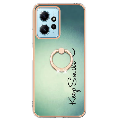 YB IMD Series-20 Style D For Xiaomi Redmi Note 12 4G Ring Holder Kickstand Cover 2.0mm TPU Shockproof Electroplated Phone Case