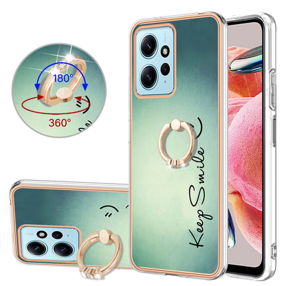 YB IMD Series-20 Style D For Xiaomi Redmi Note 12 4G Ring Holder Kickstand Cover 2.0mm TPU Shockproof Electroplated Phone Case
