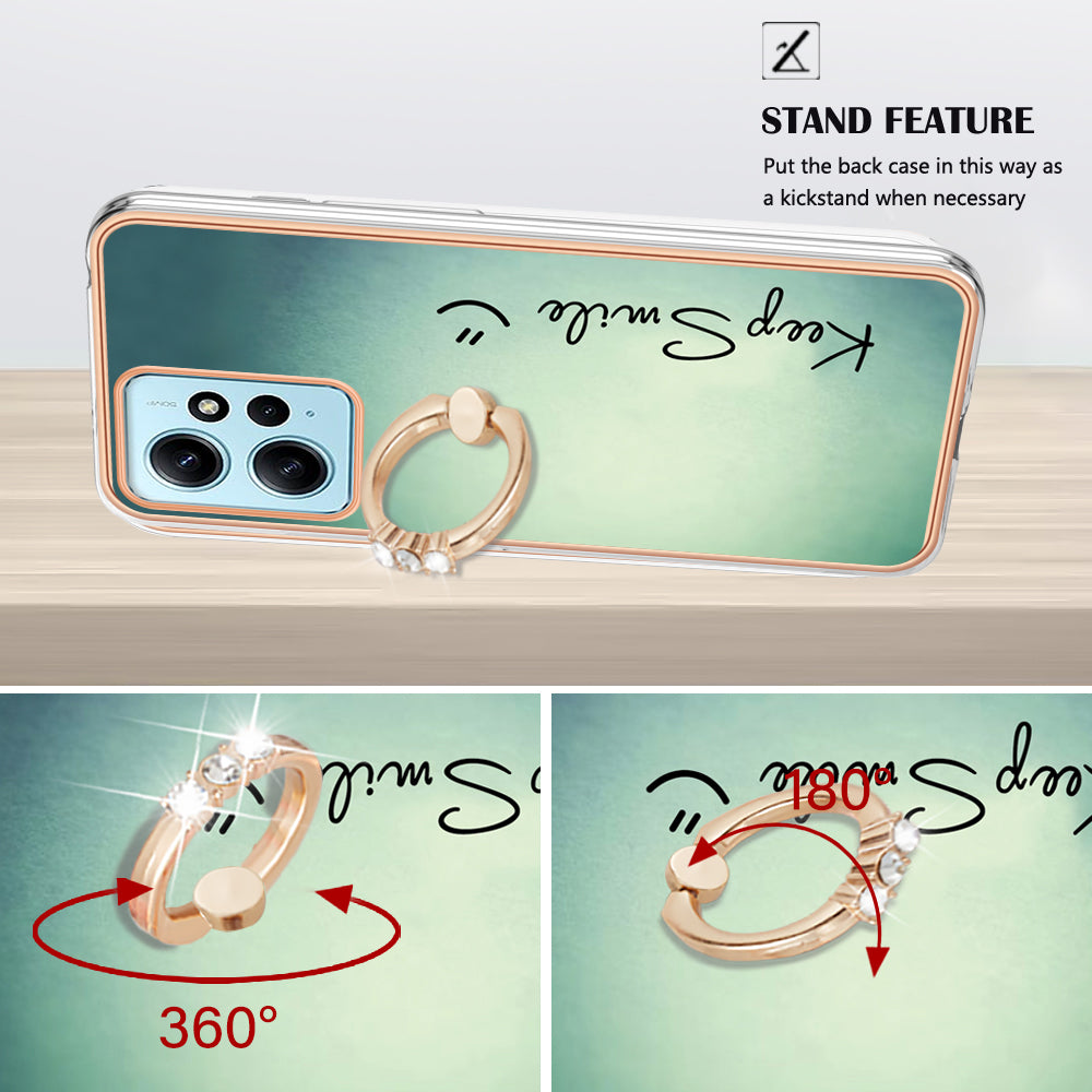 YB IMD Series-20 Style D For Xiaomi Redmi Note 12 4G Ring Holder Kickstand Cover 2.0mm TPU Shockproof Electroplated Phone Case
