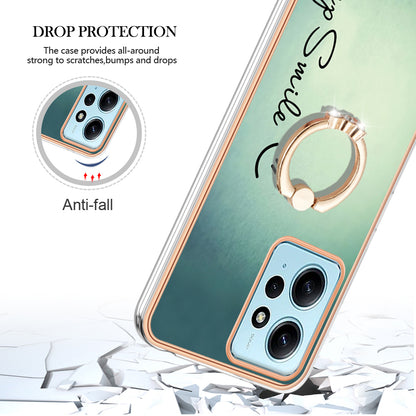 YB IMD Series-20 Style D For Xiaomi Redmi Note 12 4G Ring Holder Kickstand Cover 2.0mm TPU Shockproof Electroplated Phone Case