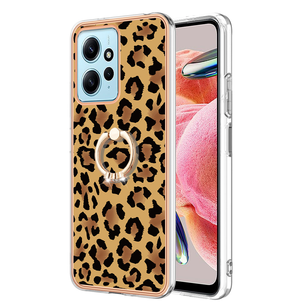 YB IMD Series-20 Style D For Xiaomi Redmi Note 12 4G Ring Holder Kickstand Cover 2.0mm TPU Shockproof Electroplated Phone Case