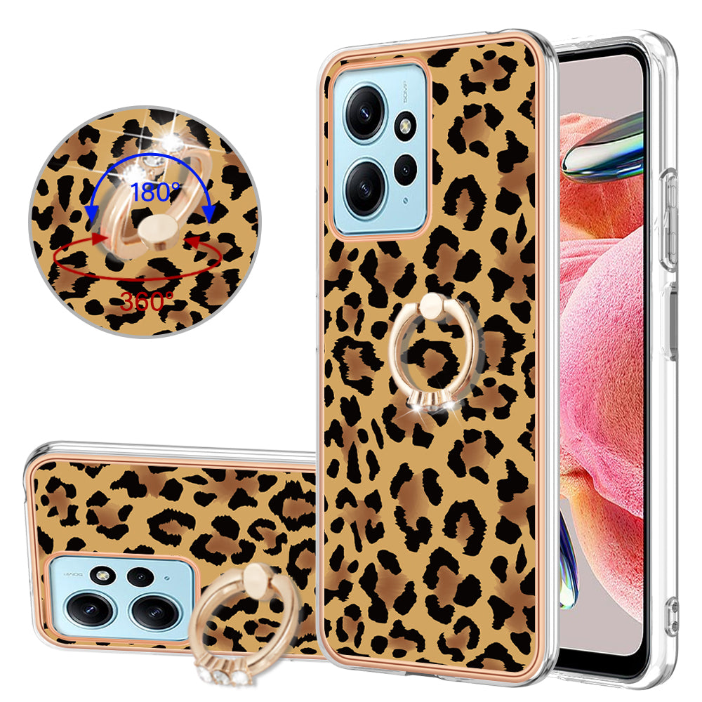 YB IMD Series-20 Style D For Xiaomi Redmi Note 12 4G Ring Holder Kickstand Cover 2.0mm TPU Shockproof Electroplated Phone Case