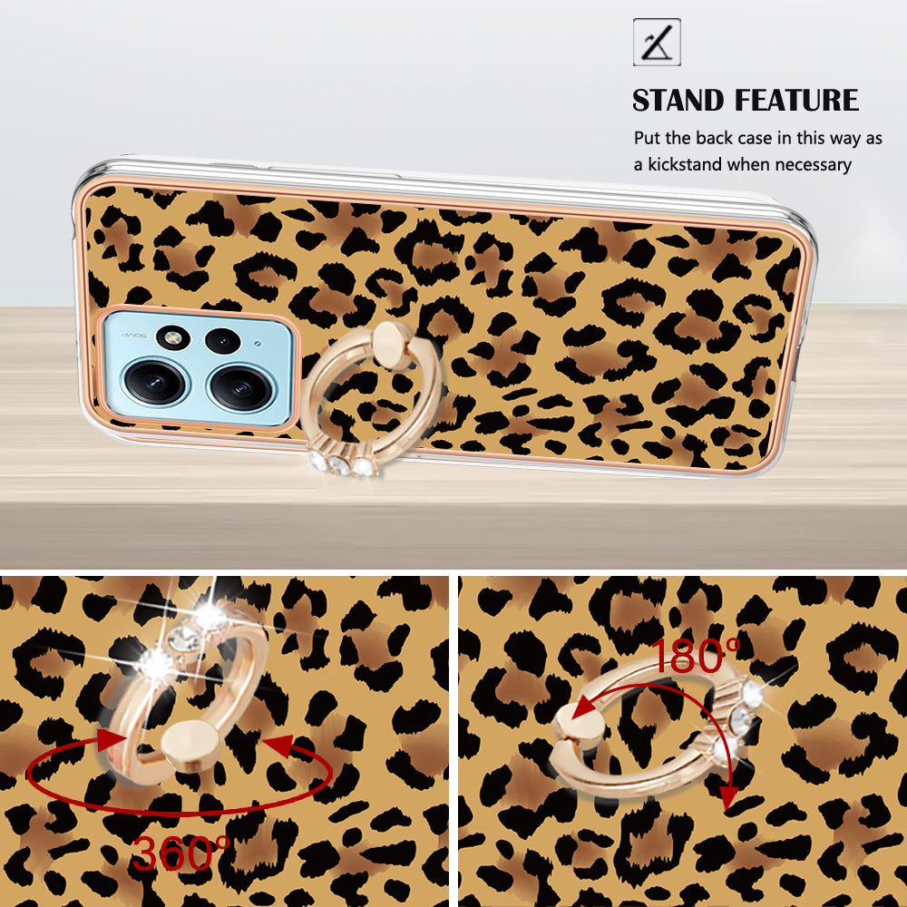 YB IMD Series-20 Style D For Xiaomi Redmi Note 12 4G Ring Holder Kickstand Cover 2.0mm TPU Shockproof Electroplated Phone Case