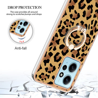 YB IMD Series-20 Style D For Xiaomi Redmi Note 12 4G Ring Holder Kickstand Cover 2.0mm TPU Shockproof Electroplated Phone Case