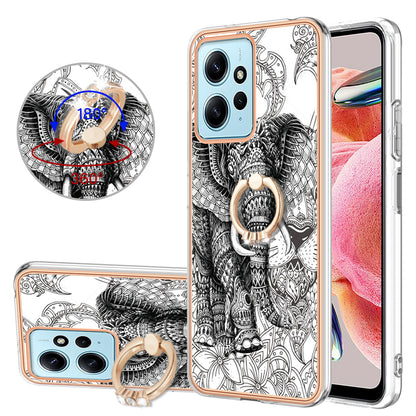 YB IMD Series-20 Style D For Xiaomi Redmi Note 12 4G Ring Holder Kickstand Cover 2.0mm TPU Shockproof Electroplated Phone Case
