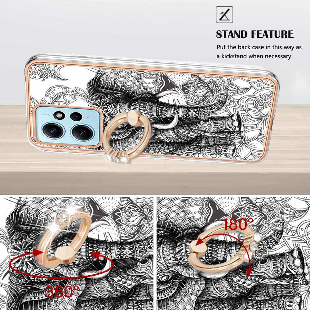 YB IMD Series-20 Style D For Xiaomi Redmi Note 12 4G Ring Holder Kickstand Cover 2.0mm TPU Shockproof Electroplated Phone Case