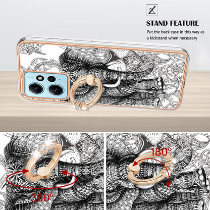 YB IMD Series-20 Style D For Xiaomi Redmi Note 12 4G Ring Holder Kickstand Cover 2.0mm TPU Shockproof Electroplated Phone Case