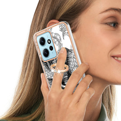 YB IMD Series-20 Style D For Xiaomi Redmi Note 12 4G Ring Holder Kickstand Cover 2.0mm TPU Shockproof Electroplated Phone Case