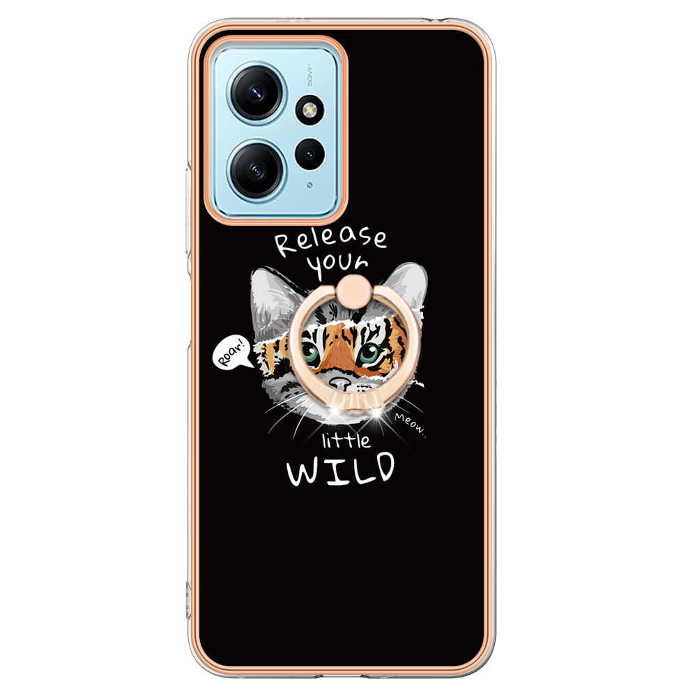 YB IMD Series-20 Style D For Xiaomi Redmi Note 12 4G Ring Holder Kickstand Cover 2.0mm TPU Shockproof Electroplated Phone Case
