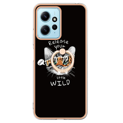 YB IMD Series-20 Style D For Xiaomi Redmi Note 12 4G Ring Holder Kickstand Cover 2.0mm TPU Shockproof Electroplated Phone Case
