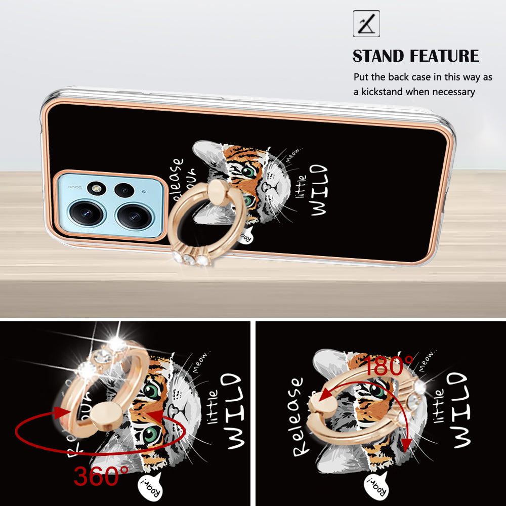 YB IMD Series-20 Style D For Xiaomi Redmi Note 12 4G Ring Holder Kickstand Cover 2.0mm TPU Shockproof Electroplated Phone Case