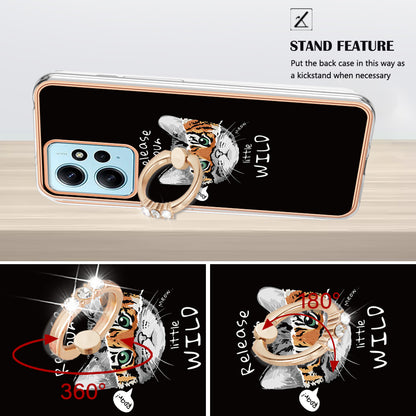 YB IMD Series-20 Style D For Xiaomi Redmi Note 12 4G Ring Holder Kickstand Cover 2.0mm TPU Shockproof Electroplated Phone Case