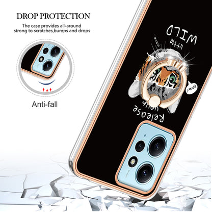 YB IMD Series-20 Style D For Xiaomi Redmi Note 12 4G Ring Holder Kickstand Cover 2.0mm TPU Shockproof Electroplated Phone Case