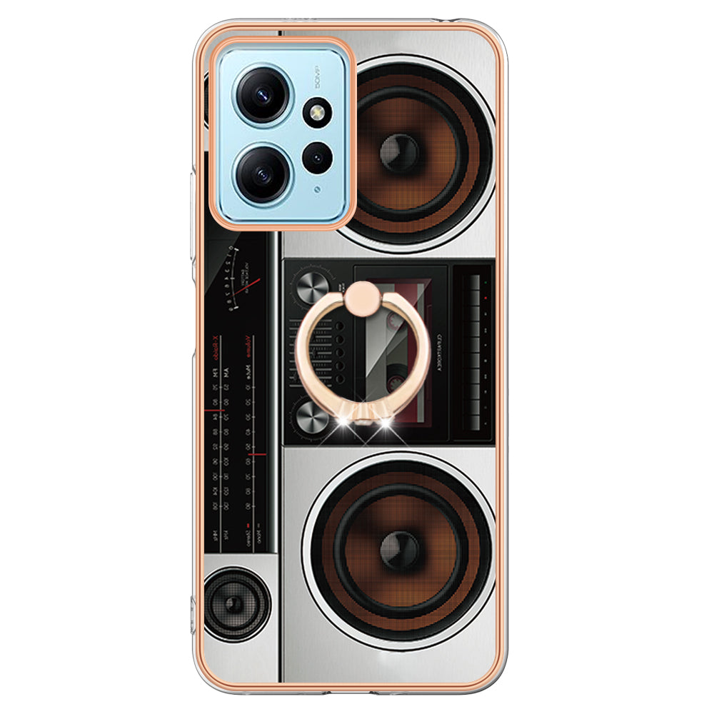 YB IMD Series-20 Style D For Xiaomi Redmi Note 12 4G Ring Holder Kickstand Cover 2.0mm TPU Shockproof Electroplated Phone Case