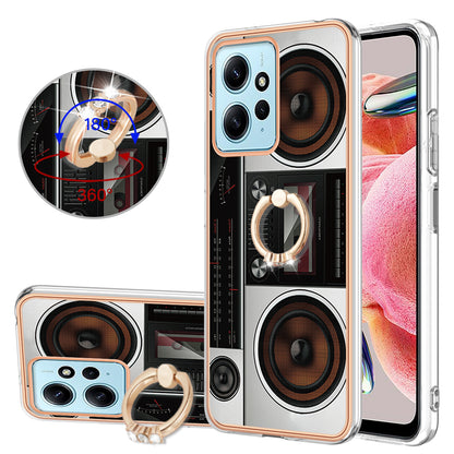 YB IMD Series-20 Style D For Xiaomi Redmi Note 12 4G Ring Holder Kickstand Cover 2.0mm TPU Shockproof Electroplated Phone Case