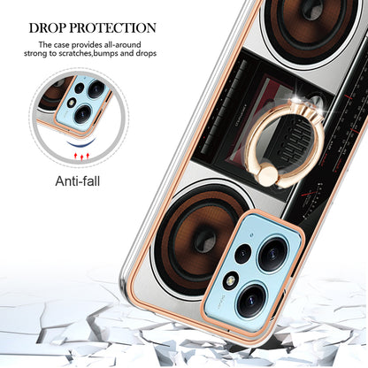 YB IMD Series-20 Style D For Xiaomi Redmi Note 12 4G Ring Holder Kickstand Cover 2.0mm TPU Shockproof Electroplated Phone Case