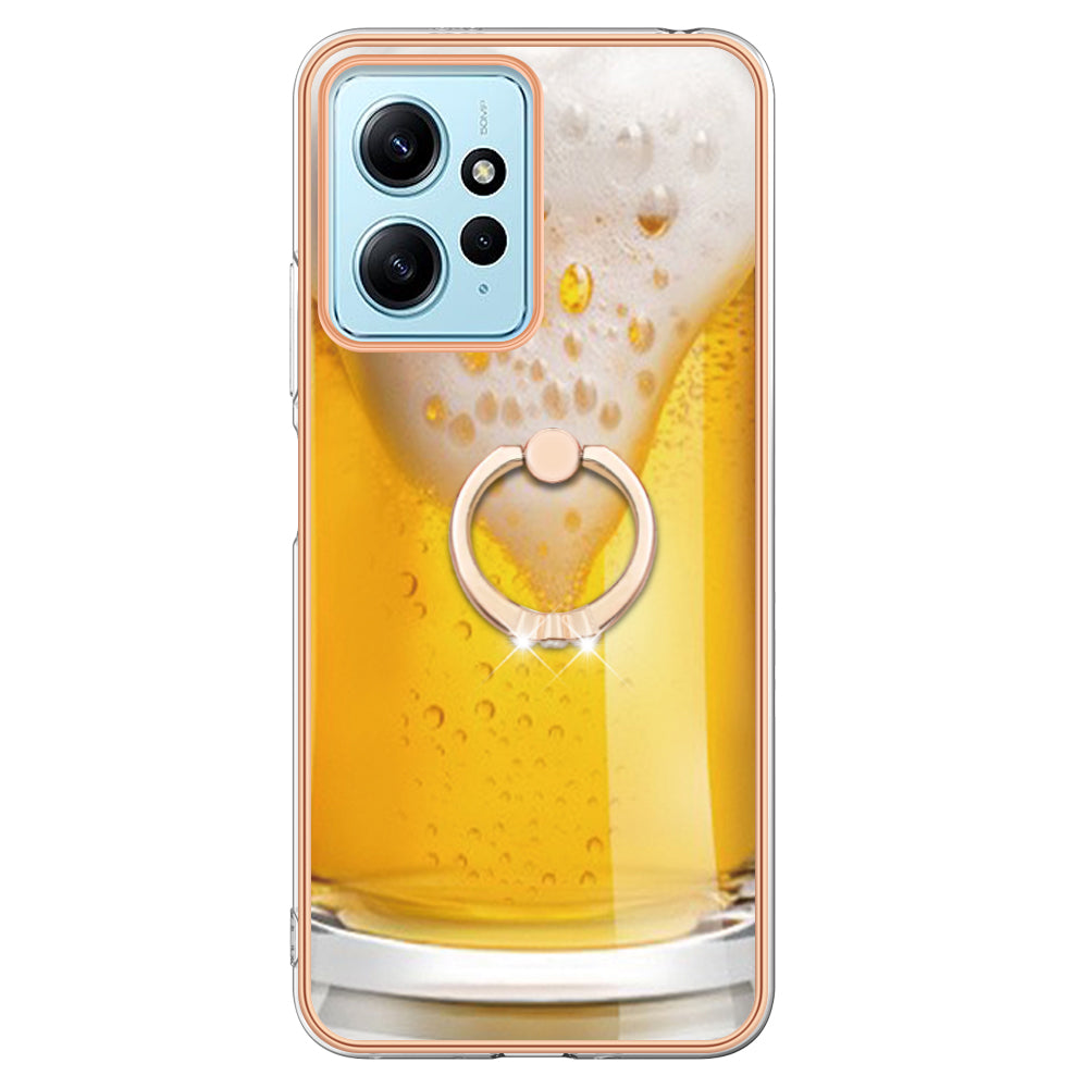 YB IMD Series-20 Style D For Xiaomi Redmi Note 12 4G Ring Holder Kickstand Cover 2.0mm TPU Shockproof Electroplated Phone Case