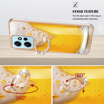 YB IMD Series-20 Style D For Xiaomi Redmi Note 12 4G Ring Holder Kickstand Cover 2.0mm TPU Shockproof Electroplated Phone Case