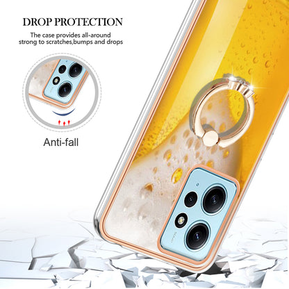 YB IMD Series-20 Style D For Xiaomi Redmi Note 12 4G Ring Holder Kickstand Cover 2.0mm TPU Shockproof Electroplated Phone Case