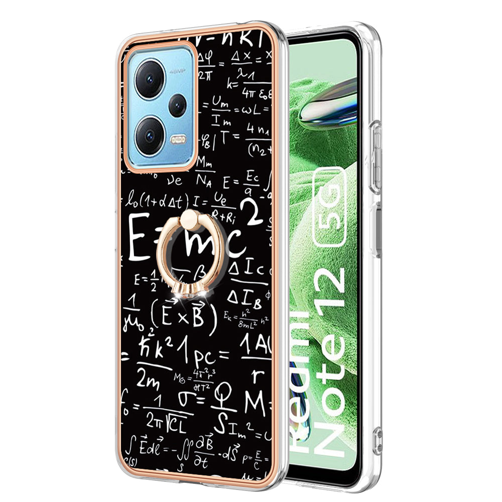 YB IMD Series-20 Style D Electroplated Anti-Scratch Case for Xiaomi Redmi Note 12 5G (China) / (India) / (Global) / Poco X5 5G , 2.0mm TPU Kickstand Phone Cover