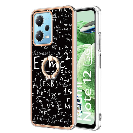 YB IMD Series-20 Style D Electroplated Anti-Scratch Case for Xiaomi Redmi Note 12 5G (China) / (India) / (Global) / Poco X5 5G , 2.0mm TPU Kickstand Phone Cover