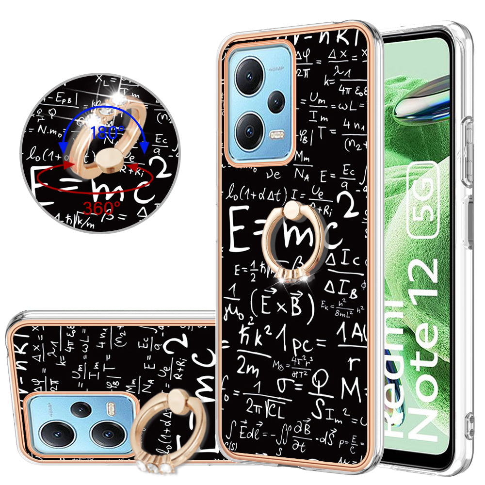 YB IMD Series-20 Style D Electroplated Anti-Scratch Case for Xiaomi Redmi Note 12 5G (China) / (India) / (Global) / Poco X5 5G , 2.0mm TPU Kickstand Phone Cover