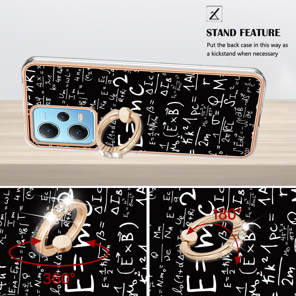 YB IMD Series-20 Style D Electroplated Anti-Scratch Case for Xiaomi Redmi Note 12 5G (China) / (India) / (Global) / Poco X5 5G , 2.0mm TPU Kickstand Phone Cover