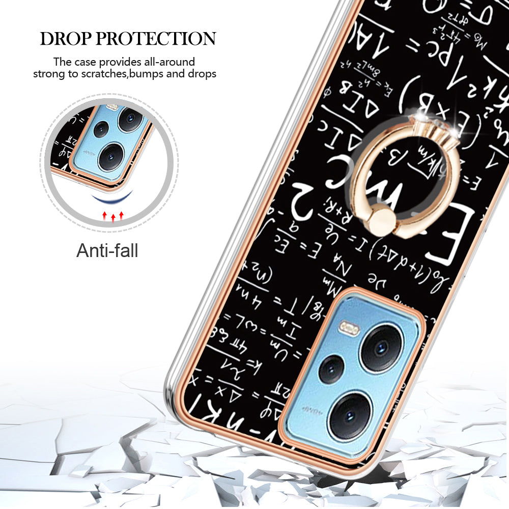 YB IMD Series-20 Style D Electroplated Anti-Scratch Case for Xiaomi Redmi Note 12 5G (China) / (India) / (Global) / Poco X5 5G , 2.0mm TPU Kickstand Phone Cover