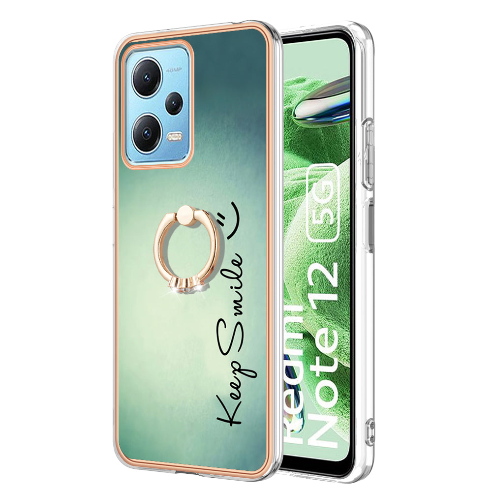 YB IMD Series-20 Style D Electroplated Anti-Scratch Case for Xiaomi Redmi Note 12 5G (China) / (India) / (Global) / Poco X5 5G , 2.0mm TPU Kickstand Phone Cover