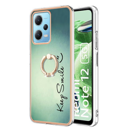 YB IMD Series-20 Style D Electroplated Anti-Scratch Case for Xiaomi Redmi Note 12 5G (China) / (India) / (Global) / Poco X5 5G , 2.0mm TPU Kickstand Phone Cover