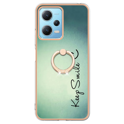 YB IMD Series-20 Style D Electroplated Anti-Scratch Case for Xiaomi Redmi Note 12 5G (China) / (India) / (Global) / Poco X5 5G , 2.0mm TPU Kickstand Phone Cover