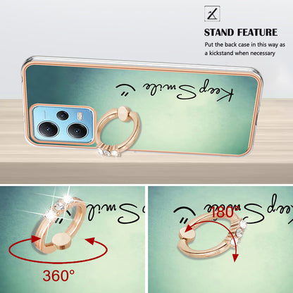 YB IMD Series-20 Style D Electroplated Anti-Scratch Case for Xiaomi Redmi Note 12 5G (China) / (India) / (Global) / Poco X5 5G , 2.0mm TPU Kickstand Phone Cover