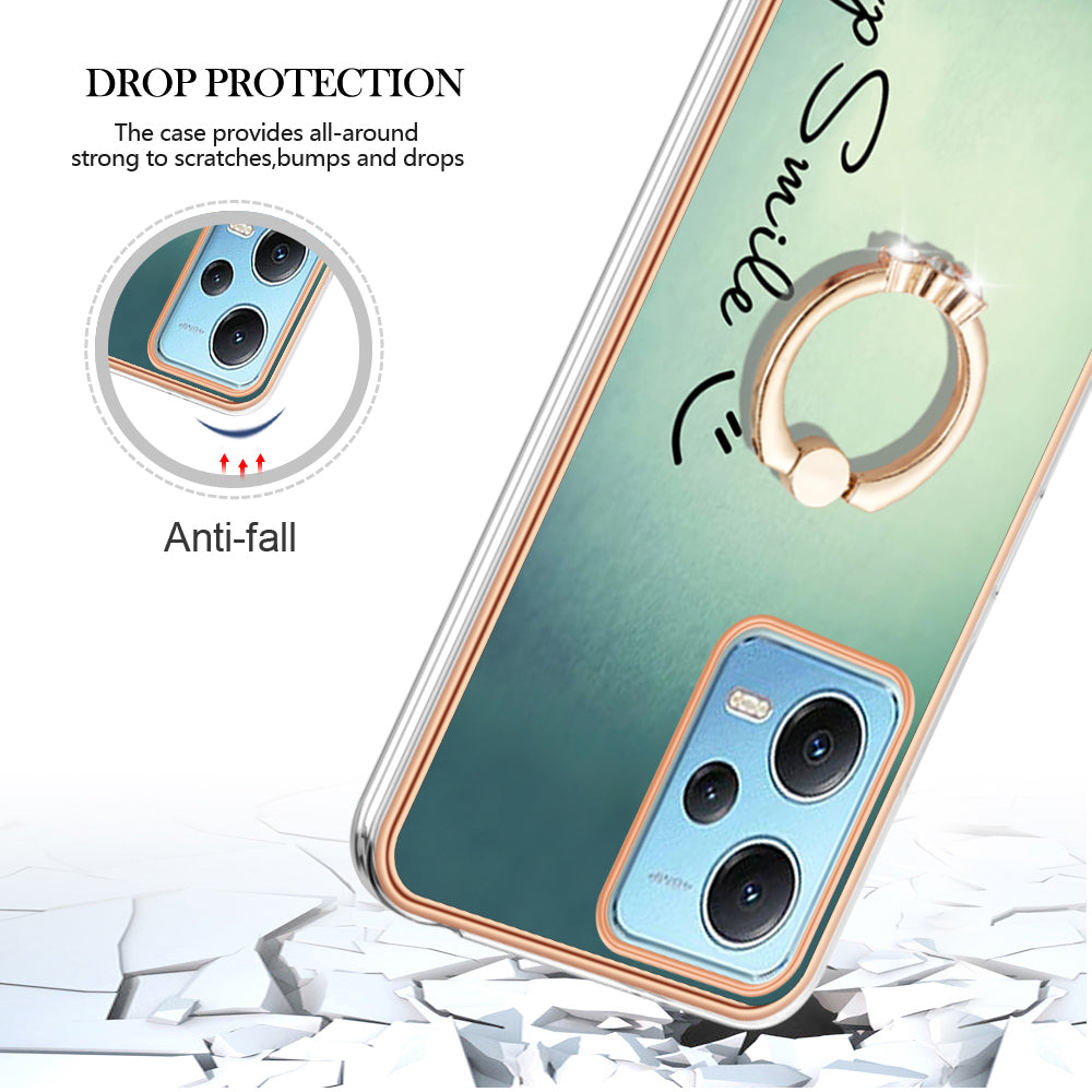 YB IMD Series-20 Style D Electroplated Anti-Scratch Case for Xiaomi Redmi Note 12 5G (China) / (India) / (Global) / Poco X5 5G , 2.0mm TPU Kickstand Phone Cover