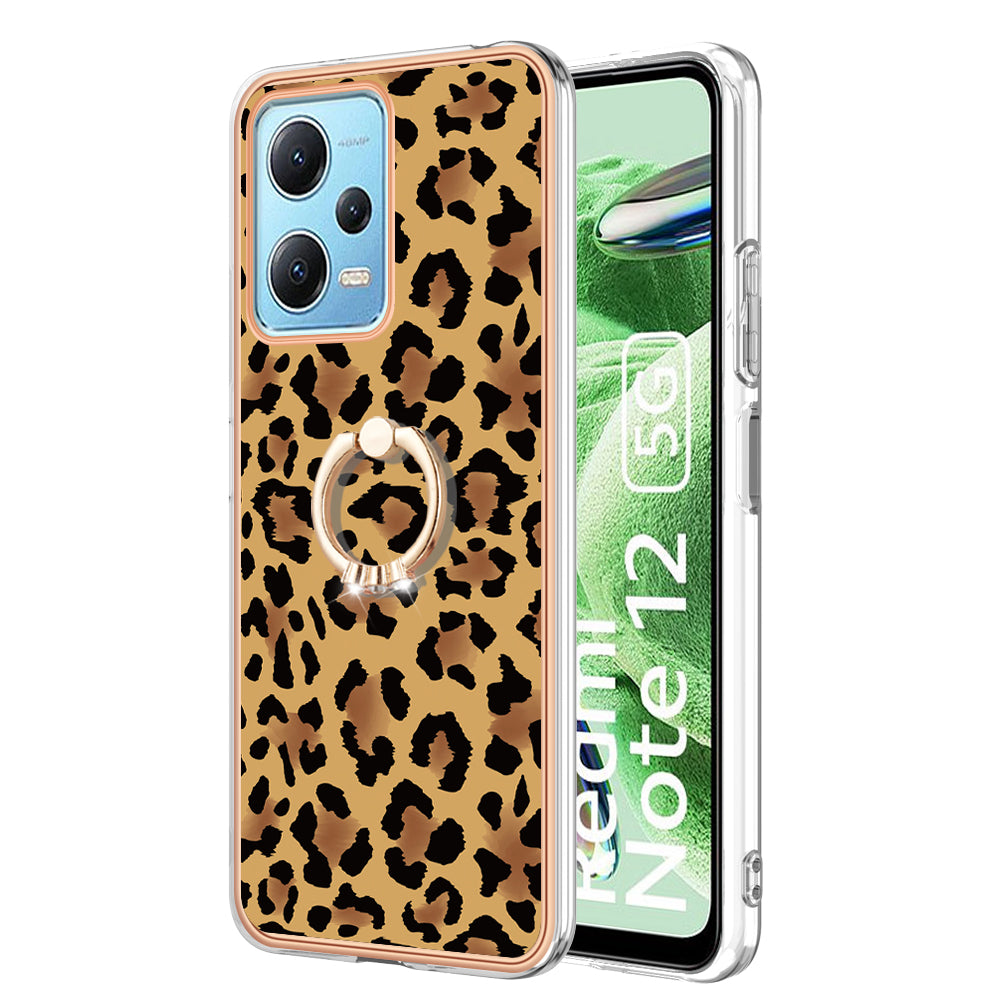 YB IMD Series-20 Style D Electroplated Anti-Scratch Case for Xiaomi Redmi Note 12 5G (China) / (India) / (Global) / Poco X5 5G , 2.0mm TPU Kickstand Phone Cover