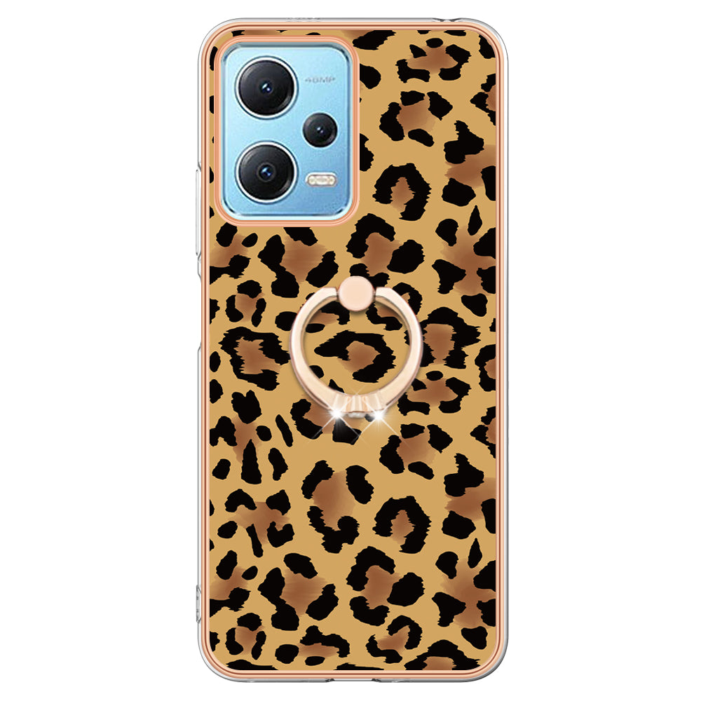 YB IMD Series-20 Style D Electroplated Anti-Scratch Case for Xiaomi Redmi Note 12 5G (China) / (India) / (Global) / Poco X5 5G , 2.0mm TPU Kickstand Phone Cover