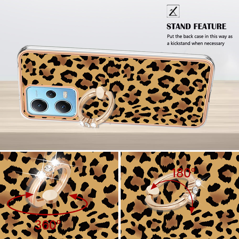 YB IMD Series-20 Style D Electroplated Anti-Scratch Case for Xiaomi Redmi Note 12 5G (China) / (India) / (Global) / Poco X5 5G , 2.0mm TPU Kickstand Phone Cover