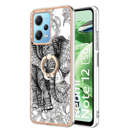 YB IMD Series-20 Style D Electroplated Anti-Scratch Case for Xiaomi Redmi Note 12 5G (China) / (India) / (Global) / Poco X5 5G , 2.0mm TPU Kickstand Phone Cover