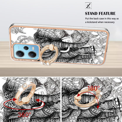 YB IMD Series-20 Style D Electroplated Anti-Scratch Case for Xiaomi Redmi Note 12 5G (China) / (India) / (Global) / Poco X5 5G , 2.0mm TPU Kickstand Phone Cover
