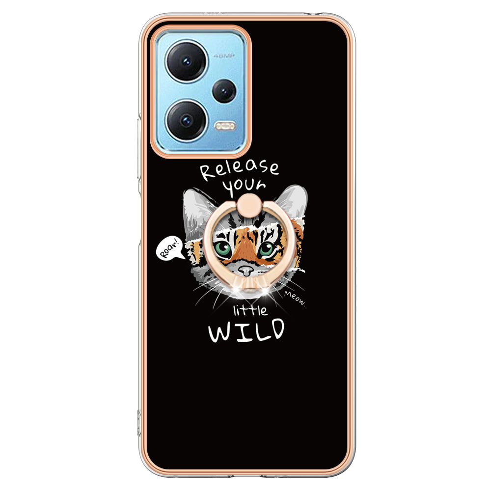 YB IMD Series-20 Style D Electroplated Anti-Scratch Case for Xiaomi Redmi Note 12 5G (China) / (India) / (Global) / Poco X5 5G , 2.0mm TPU Kickstand Phone Cover
