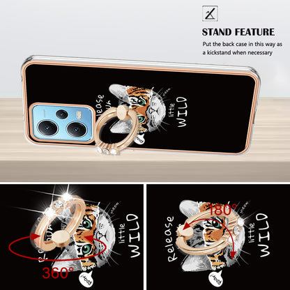 YB IMD Series-20 Style D Electroplated Anti-Scratch Case for Xiaomi Redmi Note 12 5G (China) / (India) / (Global) / Poco X5 5G , 2.0mm TPU Kickstand Phone Cover