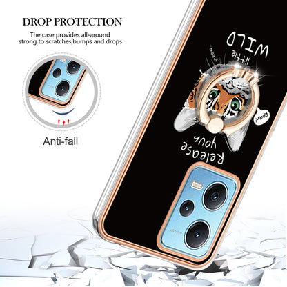 YB IMD Series-20 Style D Electroplated Anti-Scratch Case for Xiaomi Redmi Note 12 5G (China) / (India) / (Global) / Poco X5 5G , 2.0mm TPU Kickstand Phone Cover