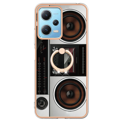 YB IMD Series-20 Style D Electroplated Anti-Scratch Case for Xiaomi Redmi Note 12 5G (China) / (India) / (Global) / Poco X5 5G , 2.0mm TPU Kickstand Phone Cover