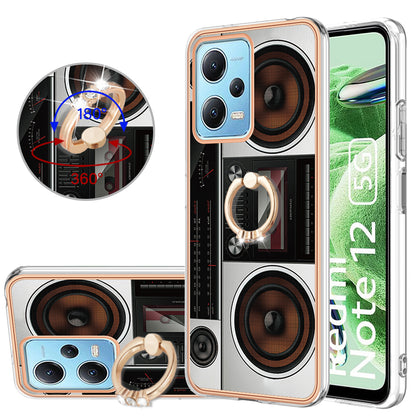YB IMD Series-20 Style D Electroplated Anti-Scratch Case for Xiaomi Redmi Note 12 5G (China) / (India) / (Global) / Poco X5 5G , 2.0mm TPU Kickstand Phone Cover